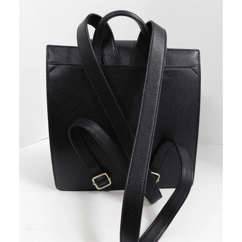 Bvlgari Black Textured Leather‎ Backpack Bag Italy